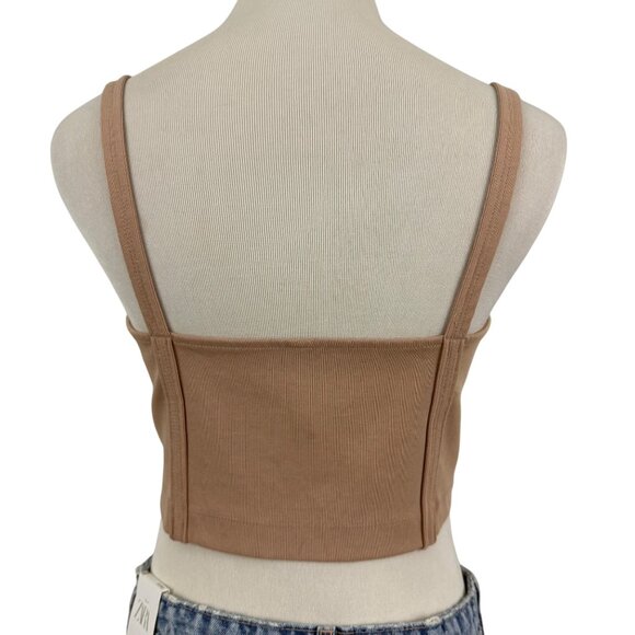 Aritzia The Group Babaton Top Women's Large Ribbed Frankie Bra Crop Top Beige - Picture 6 of 12